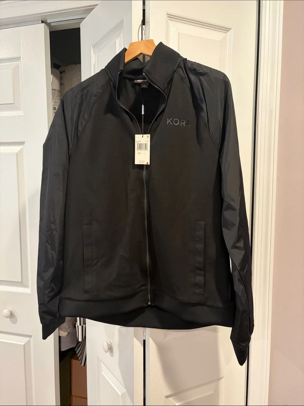 Michael Kors Unisex Mixed-Media Full Zip Track Jacket